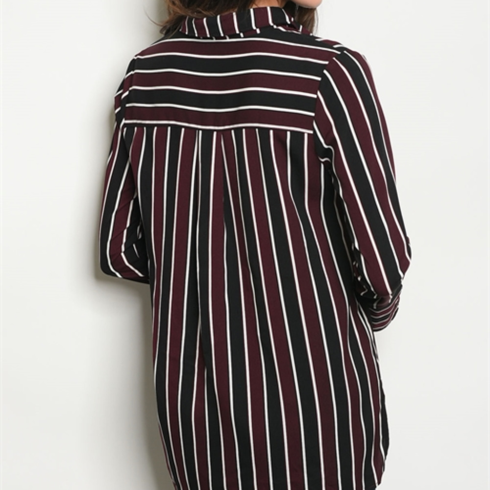 Burgundy pinstriped top - Picture 3 of 3